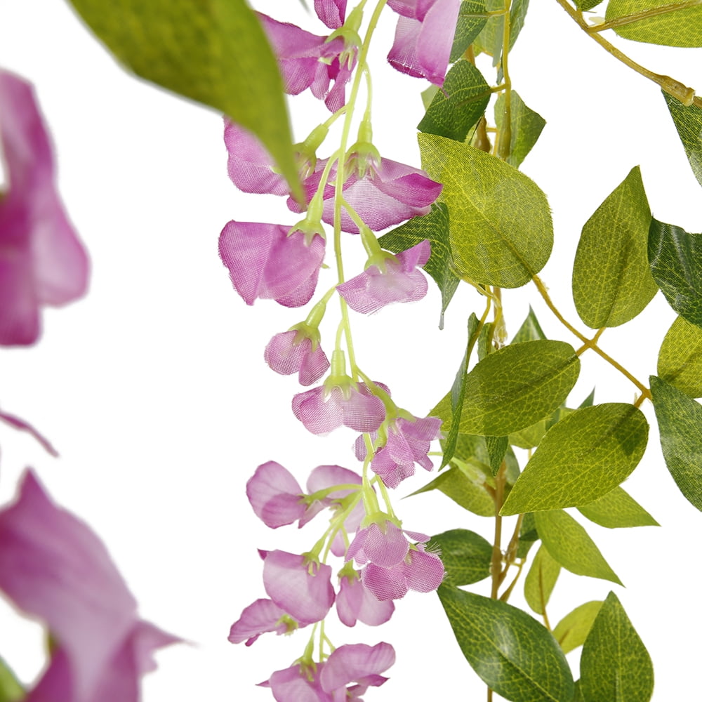Morttic 2PCS 200CM Hanging Artificial Flowers Garland Silk Wisteria Fake Garden Ivy Rattan Plants Vines Decor Wedding Party Home, Pink