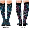 thumbnail image 5 of GZHJMY High Elasticity Compression Socks, High Knee Socks Adult Universal Leisure Relieve Fatigue,Colorful Music Note Travel Daily with Running (1 Pair), 5 of 7