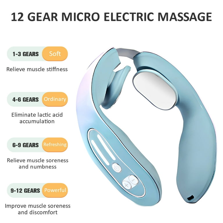 Neck Massager with Heat Cordless Deep Tissue Neck Massager for Pain Relief  Portable Electric Pulse Shoulder Massager with 12 Levels Smart Heated Neck