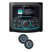Kenwood KMR-XM500 Gauge Receiver and 1 Pr XM65BL 6.5" Marine Speaker Bundle