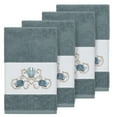thumbnail image 2 of Authentic Hotel and Spa  Turkish Cotton Shells Embroidered Teal Blue 4-piece Hand Towel Set, 2 of 3