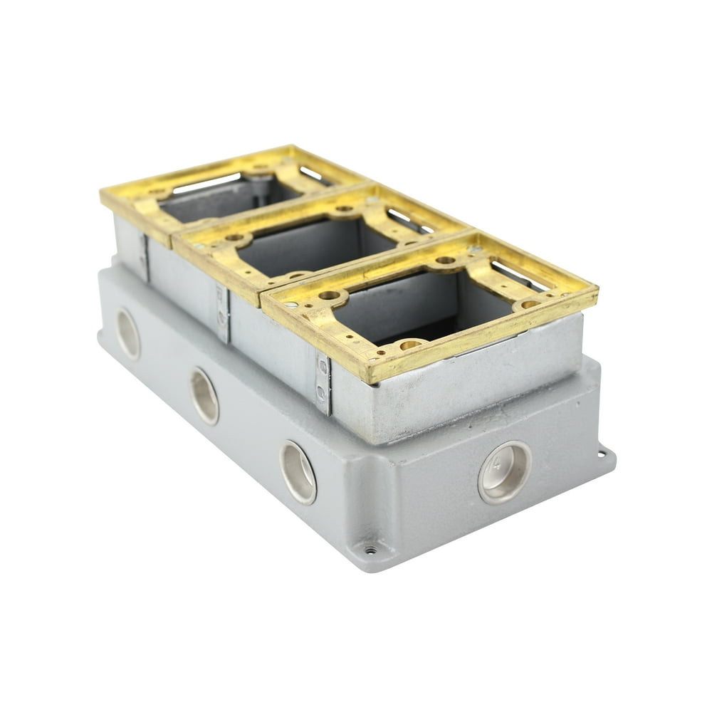 Thomas & Betts 643 3 Gang Cast Iron Deep Floor Box Brass Trim Walmart