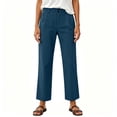 thumbnail image 5 of SOOMLON Cropped Pants Women Wide Leg Plus Size Button Zip Chino Pants Solid Trouser with Pockets Travel Casual Pants, 5 of 8