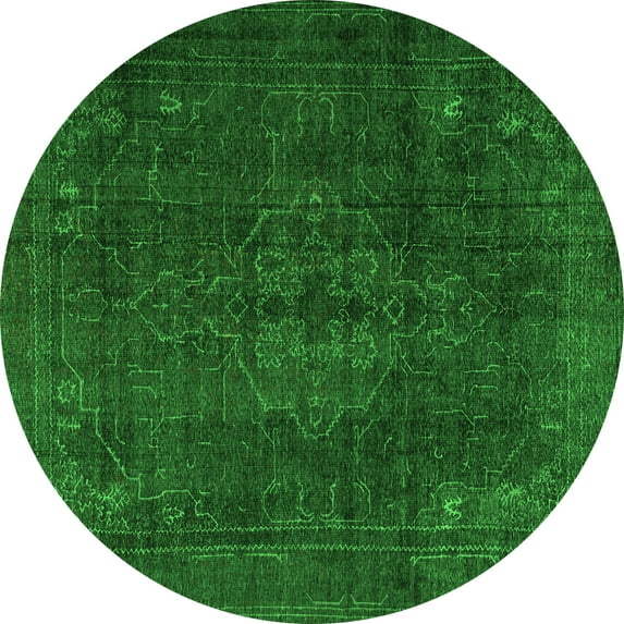 Ahgly Company Indoor Round Persian Green Traditional Area Rugs, 3' Round