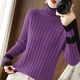 thumbnail image 2 of Suéter de mujer de invierno de cachemira de cuello alto, tejido de punto cálido, camisa de fondo sólido informal coreano, suéter de punto de moda, 2 of 5