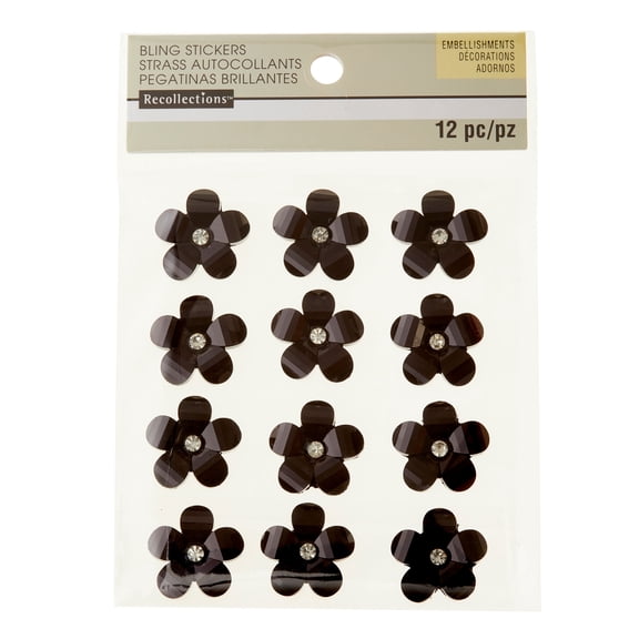 Recollections Black Rhinestone Flowers, 12 Packs: 12 ct. (144 total)