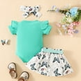 thumbnail image 5 of TOWED22 Summer Baby Girl Clothes Short Sleeve Tops Romper Daisy Infant Shorts Toddler Girls Outfits Cute Newborn Outfit Mint Green,3-6 M, 5 of 8