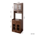 thumbnail image 4 of GZXS Farmhouse Pantry Cabinet in Walnut Finish, Freestanding Kitchen Storage Cupboard with Hutch, 4 Glass Doors, Drawer, and Microwave Shelf, 23.62"L x 15.75"W x 70.87"H, 4 of 9