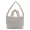 Women Puffer Tote Handbag Solid Color Quilted Shoulder Bag Commute Bag Decor Bag (White)