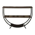 thumbnail image 2 of Benjara BM227107 Curved Metal Frame Console Sofa Table with Plank Shelves, Distressed Brown, 2 of 3