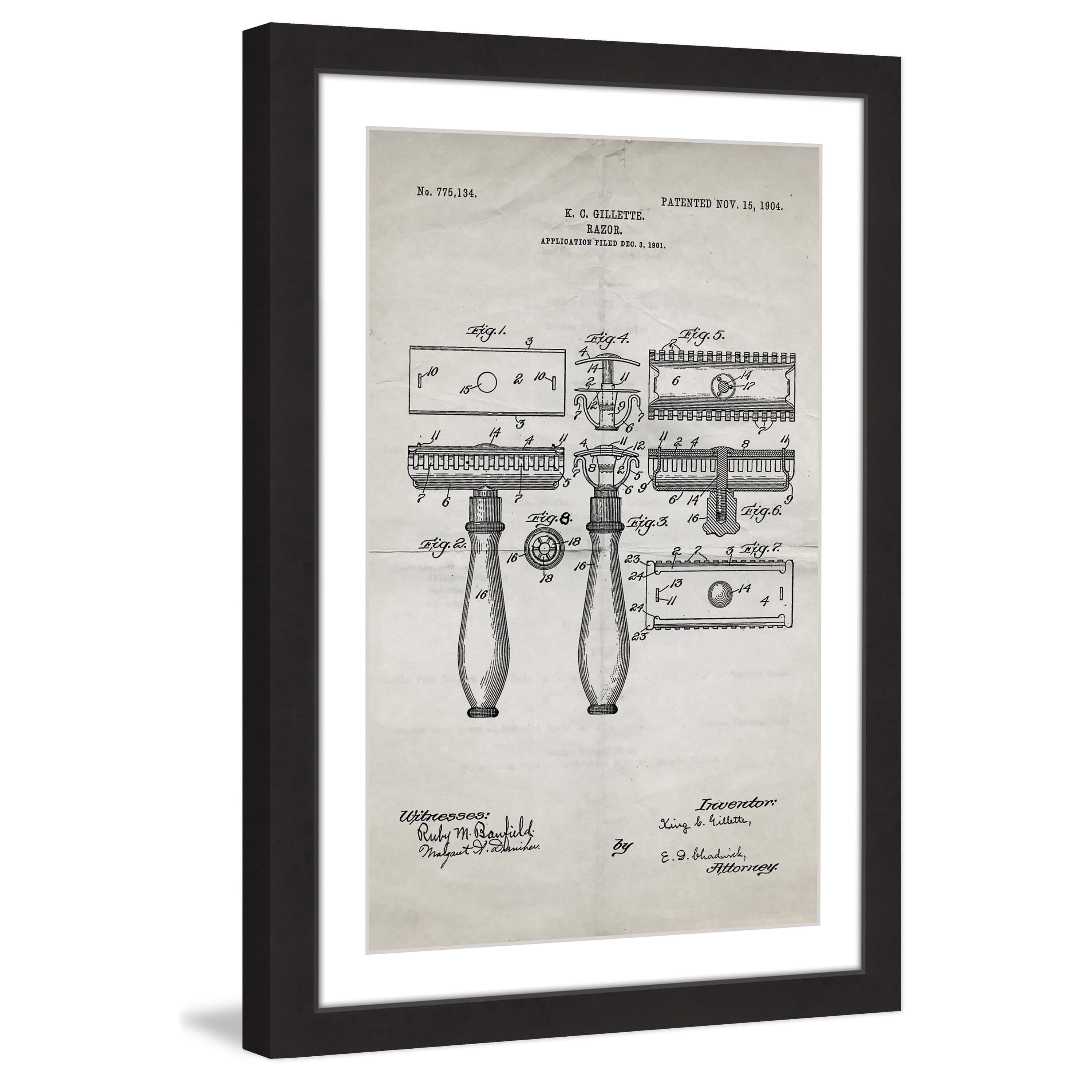 "Razor 1904 Old Paper" Framed Painting Art Print