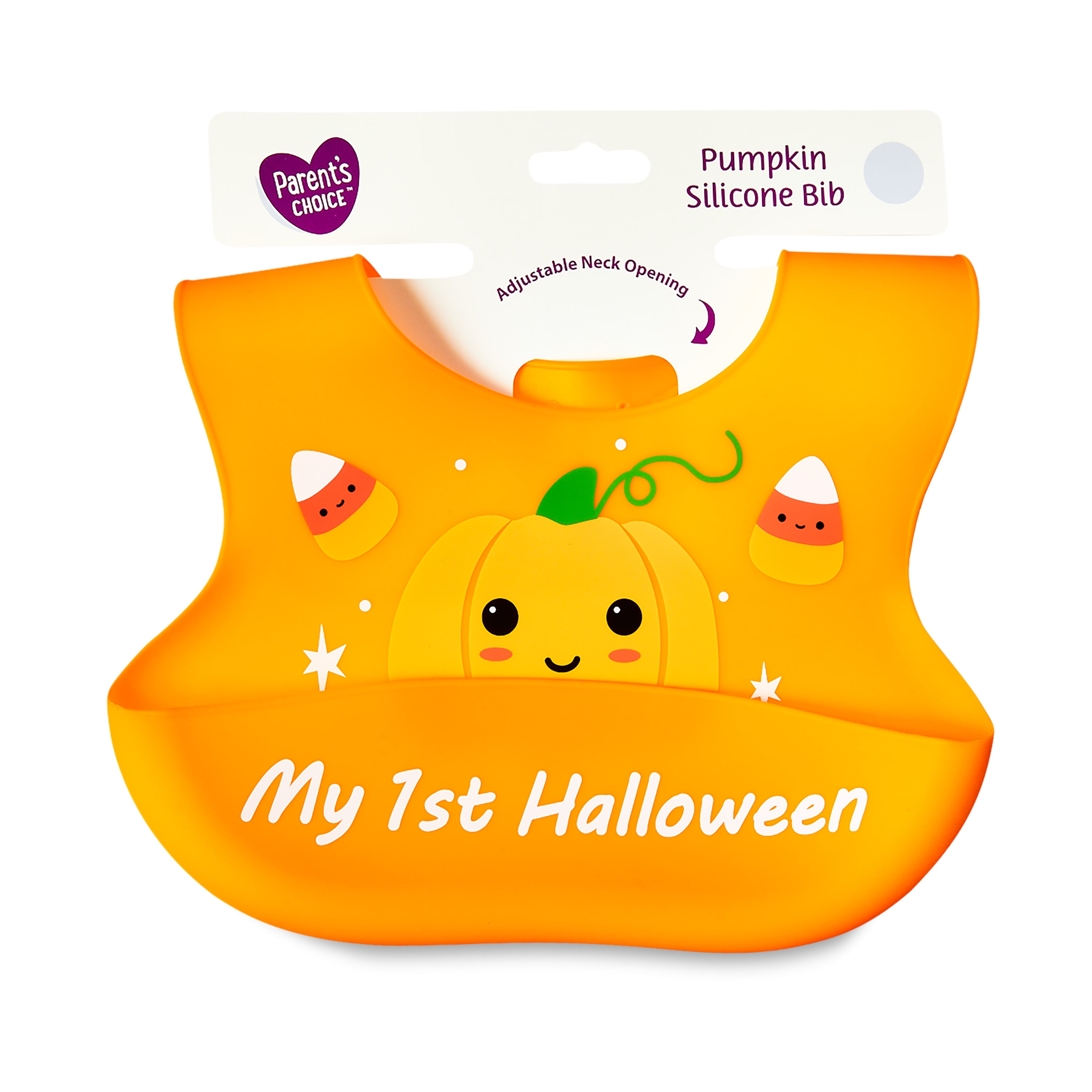 Parent's Choice Halloween Unisex Pumpkin Silicone Bib for Aged  0 Month+ Babies
