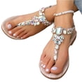 thumbnail image 3 of Wedge Sandals For Women Sparkly Rhinestone Elastic Ankle Strap Flip Flops Comfortable Orthopedic Casual Summer Sandals, 38, 3 of 5