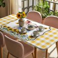 thumbnail image 3 of Pig Sunflowers Table Cloths for 3 Foot Rectangle Tables, Yellow Floral Elegant Checkered Pastoral Patio Waterproof Elastic Fitted Tablecloths, Washable Rectangular Table Cover for Camping, 3 of 8