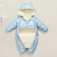 thumbnail image 4 of Baby Thick Winter Snowsuit with Cute Cartoon Print Hooded Waterproof Snow Wear Light Blue 0-3 Months, 4 of 4