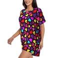 thumbnail image 2 of Fuzoiu Colorful Hearts Print Women's Short-Sleeved Pajama Set,Lounge Sleepwear Set,Womens Pajama Sets 2 Piece,Button-Up Top and Shorts with Pockets-XX-Large, 2 of 7