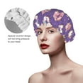 thumbnail image 5 of Funny Cartoon Donut Purple Shower Cap, Reusable Bath Hair Hat for all Hair Lengths Hair Cover with Elastic Band Double Waterproof Layers Bathing Hat, 5 of 5