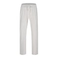 thumbnail image 3 of toraway Men's Casual Pants Elastic Waist Drawstring Long Trousers Fuzzy Men's Spring and Summer Linen Casual Pants Cotton Pants Linen Trousers Elastic Waist L, 3 of 4