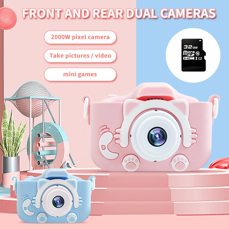 Amerteer Kid Camera for Girls or Boys Age 3-12, 20MP 1080P Dual Lens Toddler Digital Camera with 32G TF Card and 20 Mega Pixel Lens 2.0 inch FHD Screen for Children Birthday Christmas Toy Gifts