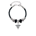 thumbnail image 2 of Delight Jewelry Silvertone Caduceus - CNA Godmother Celtic Knot Leather Bead Bracelet, 7"+2" Extender, 2 of 4