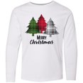 thumbnail image 3 of Inktastic Merry Christmas Plaid Trees Long Sleeve Youth T-Shirt, 3 of 5