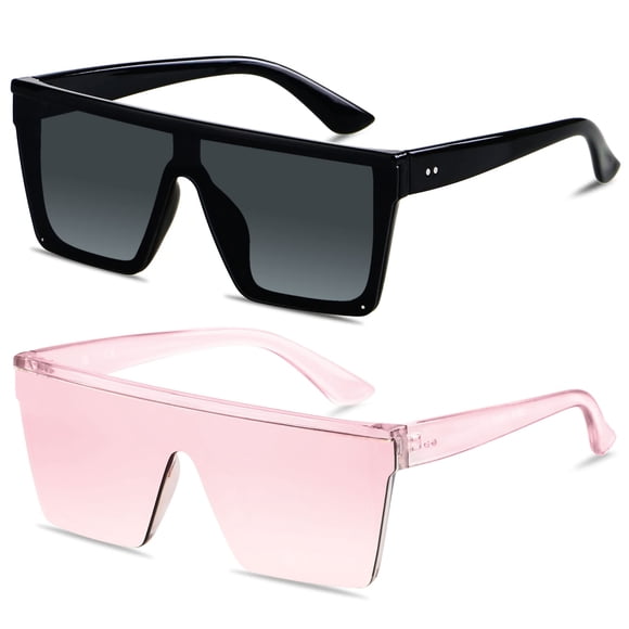 LYZOIT Gafas de sol cuadradas de gran tamaño para mujeres y hombres, grandes y planas, protección de moda, gran protección UV, sin montura