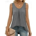 thumbnail image 3 of MOSHU Summer Tank Tops for Women V-neck Sleeveless Shirts Pleated Front Tops, 3 of 9