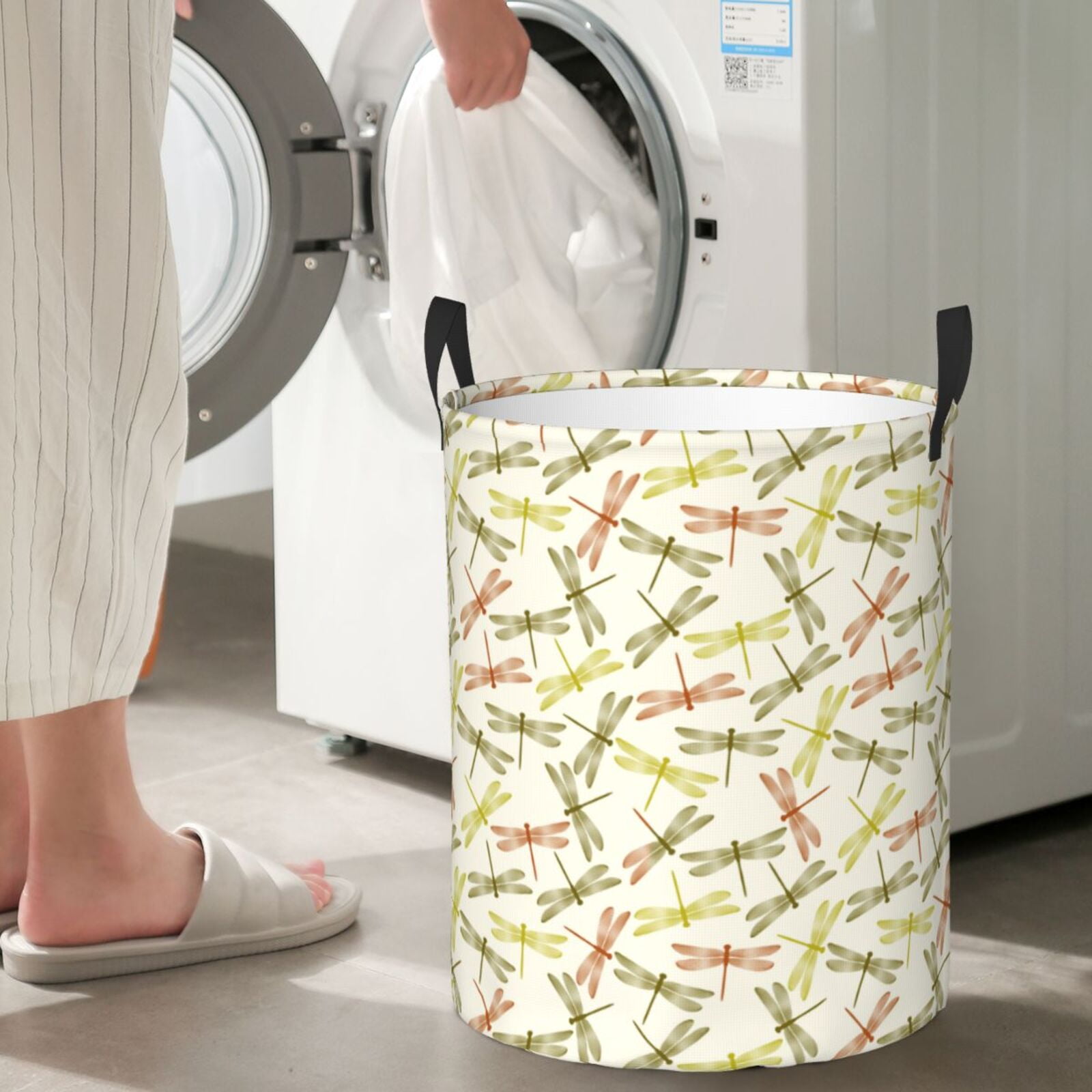 Large Laundry Basket with Handles - Nostalgic Dragonfly Kids Baby Dirty Clothes Laundry Hamper for Bedroom Aesthetic