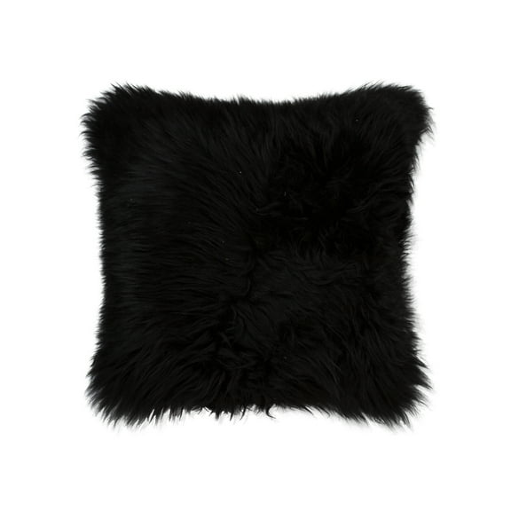 Zealand Sheepskin Pillow 12x20 Black Soft Decorative 1 Piece