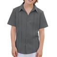 thumbnail image 3 of akafmk Teen Boys Casual Shirts Short Sleeve Button Down Lapel Collar Summer Dress Tops, 3 of 7