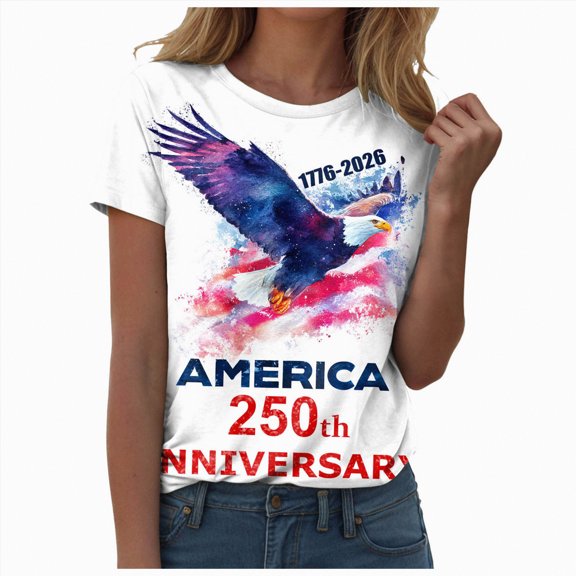 Yindaity 4th Of July Tops for Women American Flag Tops Women USA Shirt Patriotic 4th of July Tee USA Shirts for Women(Blue,M)