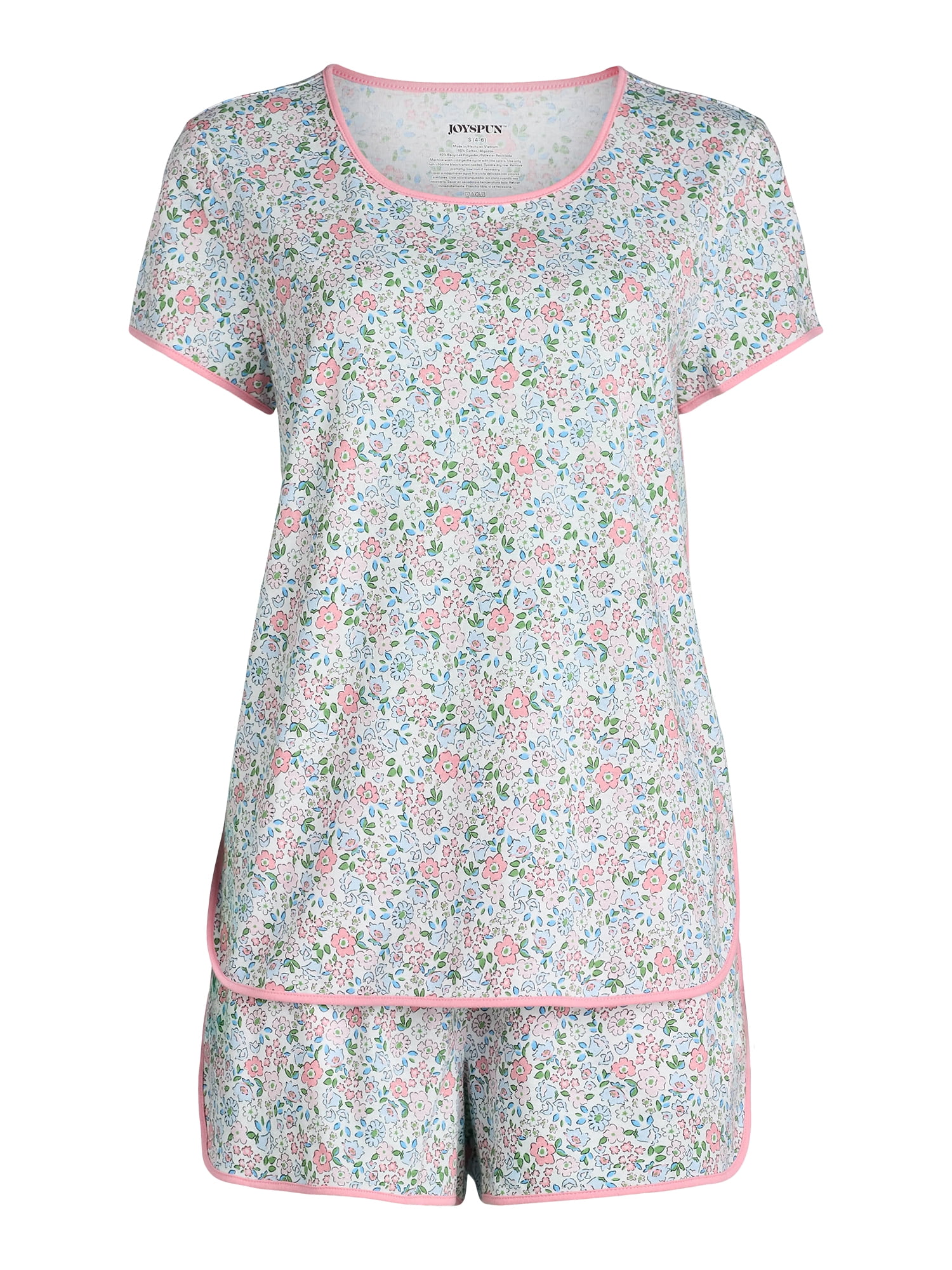 Joyspun Women's and Women’s Plus Lightweight Sleep Tee and Shorts Set, 2-Piece, Sizes XS to 3X