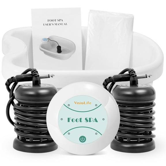 WL VnioLife Ionic Foot Bath Detox Machine with Bag, Portable Detox Foot Spa System, Ion Cleanse Detox Set for Home Beauty Salon Spa Use with Replacement Arrays, 100 Liners