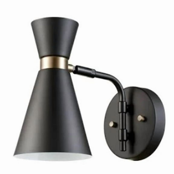 Belmont Collection 1 Light Wall Sconce, Black with Gold Accents