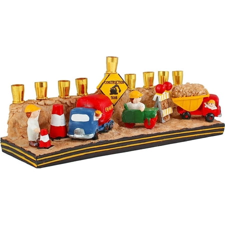 Aviv Judaica Construction-Themed Children's Menorah