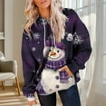 thumbnail image 4 of Lorytime Hoodies for Women Christmas Snowman Print Sweatshirt Long Sleeve Pullover Drop Shoulder Loose Tops for Festive, 4 of 7