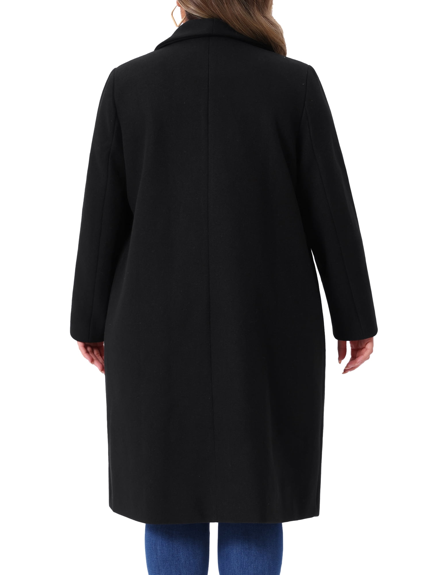 DARING DIVA Women's Plus Size Classic Notch Lapel Double Breasted Trench Coat 4X Black