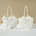 thumbnail image 4 of Flower Girl Basket with Pearl Handle, Ivory Fariy Wedding Baskets for Flower Girls, Set of 4, 4 of 11