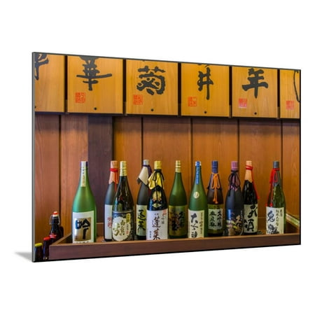 Sake Bottles in a Sake Brewery, Takayama, Gifu Prefecture, Japan Wood Mounted Print Wall Art By Stefano Politi