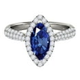 thumbnail image 2 of Aonejewelry 0.80 Ct. Ttw Elegant Look Diamond Marquise Shape Created Sapphire Ring In 10k White Gold, 2 of 4