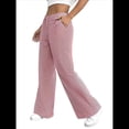thumbnail image 2 of Pantalones de Salón A Rayas de Pierna para Mujer, Cintura Elástica y Bolsillos Rojo XXL, 2 of 8