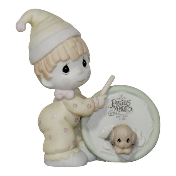 Precious Moments Figurine: B0105 Our Club is a Tough Act to Follow (4") Birthday Club Charter Member