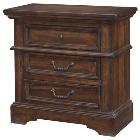 Pemberly Row Contemporary Tobacco Brown Wood 3-drawer Nightstand