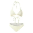 thumbnail image 4 of Quealent Women's Bikini Sets High Waisted Swim Skirt Tummy Control Swimsuits Two Piece Scalloped Trim Bathing Suit Beige for Size XL, 4 of 9