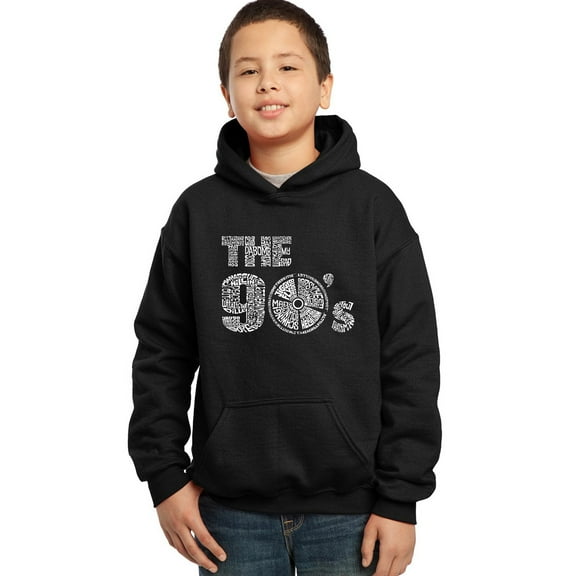 LA Pop Art Boy's Word Art Hooded Sweatshirt - 90S