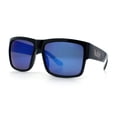thumbnail image 4 of Mens Kush Graffiti Logo Thick Arm Rectangle Horn Rim Plastic Sunglasses Black Silver - Blue Mirror, 4 of 8