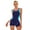 Blue, variant on Women Solid Color Swimsuit Wide Strap Comfortable Bikinis Hollow Out Back Beachwear Chest Gather Flat Bikinis