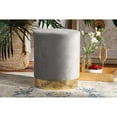 thumbnail image 5 of Baxton Studio Chaela Contemporary Glam and Luxe Grey Velvet Fabric Upholstered and Gold Finished Metal Ottoman,Wholesale, 5 of 7
