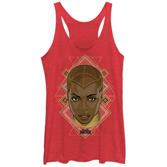 Women's Marvel Black Panther 2018 Okoye Portrait  Racerback Tank Top Red Heather Small