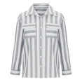 thumbnail image 6 of absuyy Women' Button Up Shirt Turn Down Shirt Long Sleeve Striped Loose Blouses Gray Work Tops Size S, 6 of 6